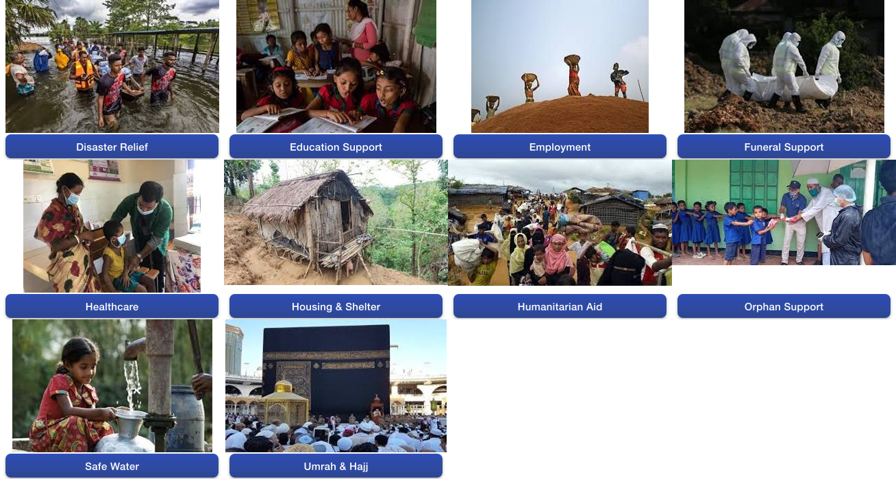 LiSu Foundation Programs - Education, Healthcare, Housing, Water, Humanitarian Aid, Disaster Relief, Employment, Funeral Support, and Umrah & Hajj Assistance